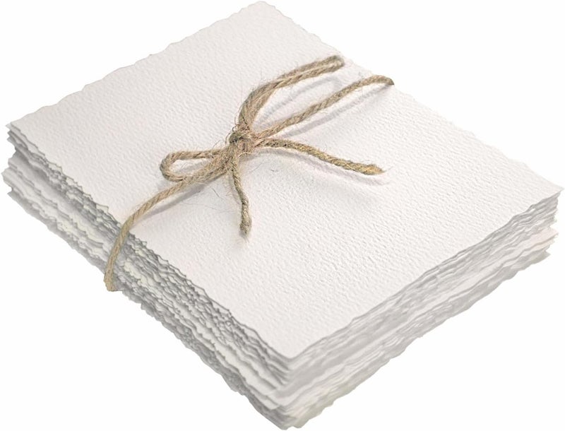 Vellumasx 50 Sheets Textured Paper 4 x 6 inch, Cold Press Watercolor Paper 140lb/300 GSM,Textured Handmade Paper for Watercolors,Cards,Crafts,Wedding Invitations - Image 1